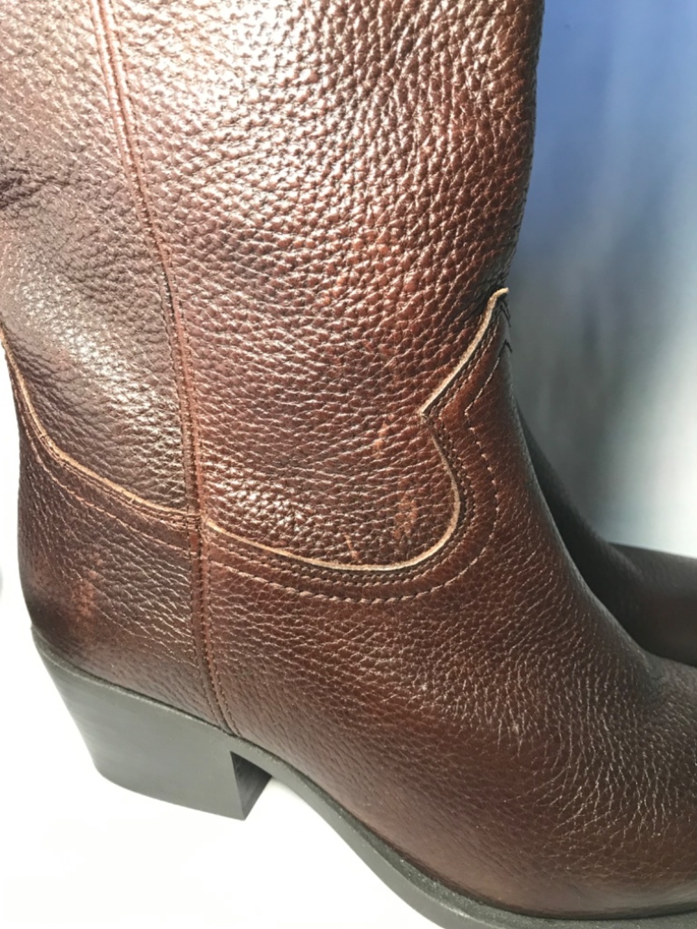 Zara Leather Hight Boots Textured Brown Mid Heel Pointed Toe Pull On Size: 6 1/2 - Picture 11 of 16